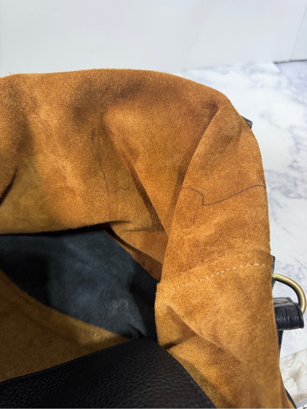 Sundance brown black suede leather boho slouchy shoulder crossbody bag tote - Picture 12 of 12